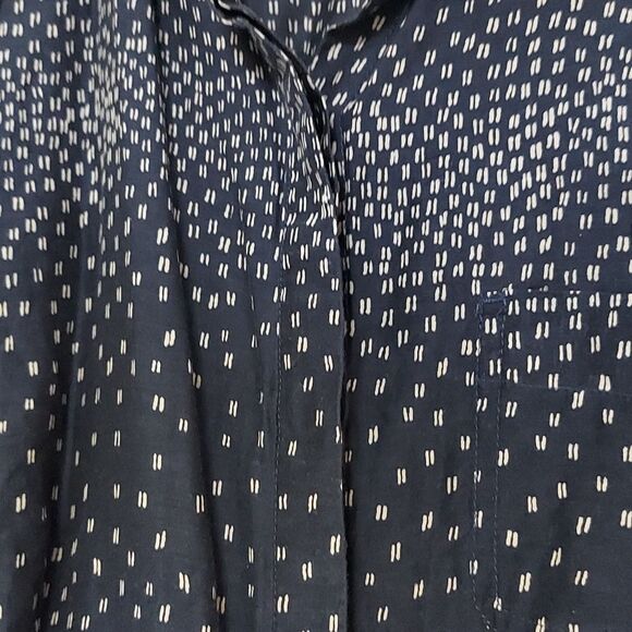 Silk & Cotton Blue Abstract Semi-Sheer Button Up Blouse Size Small - Picture 3 of 8